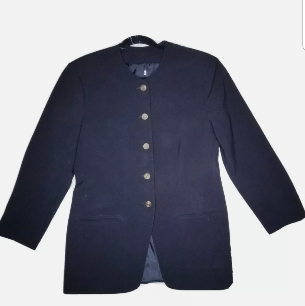 UTY International Uniform Blazer Sz 8 Vintage Women's Black Round Neck 38" Chest